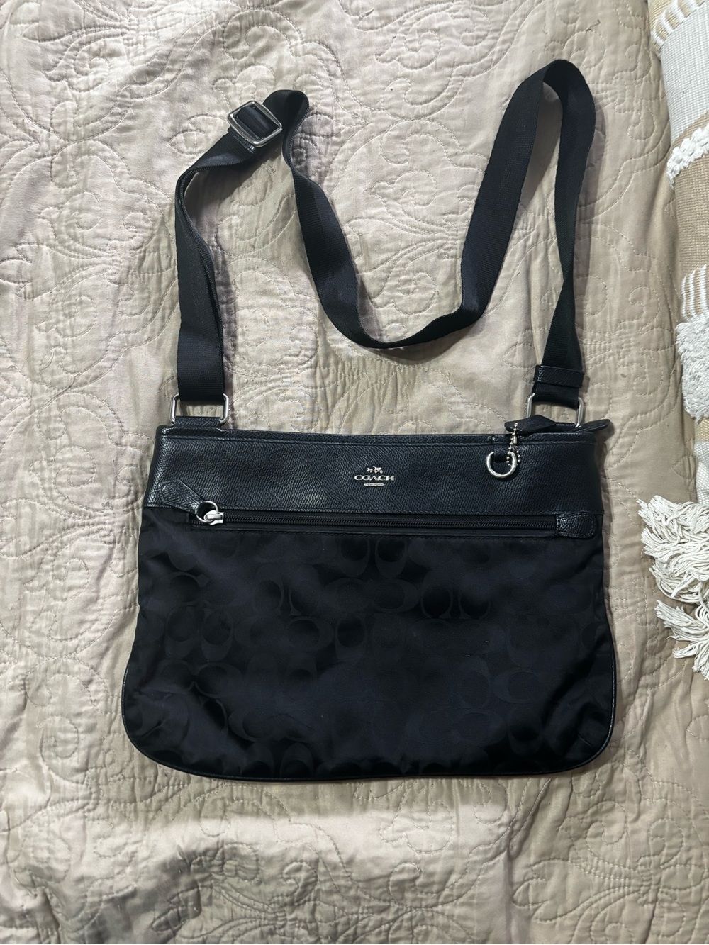 Coach Black Signature Jacquard Crossbody Bag